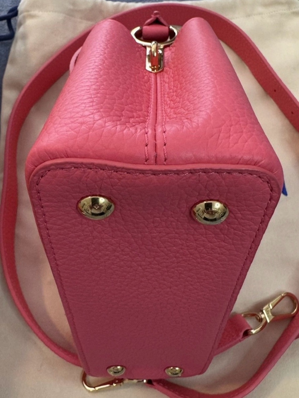 Louis Vuitton Pink Taurillon Mini Top Handle Bag with Crystal LV Logo - Picture 12 of 15